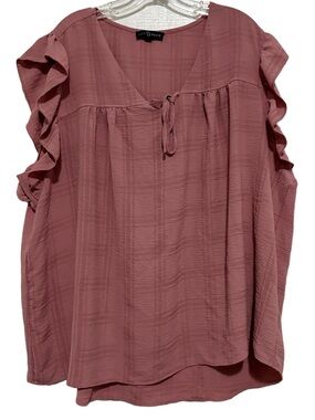 Fred David Mauve-Pink Ruffle Sleeve Blouse